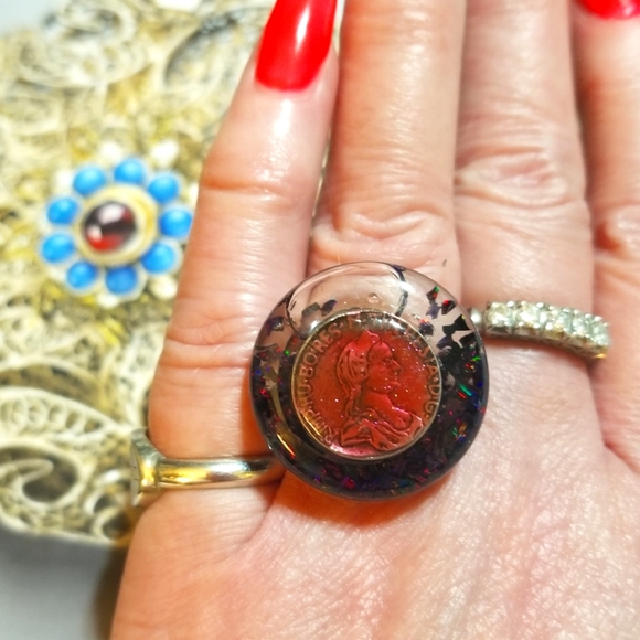 FLOATING  OPALS Ring MzMax Resin Designs Ring - Picture 5 of 8